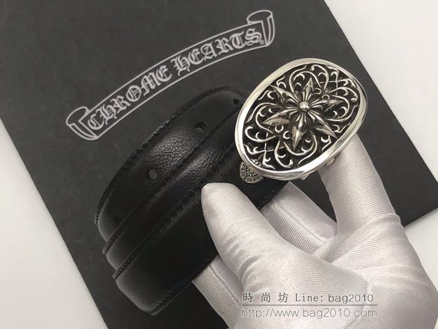 chrome hearts皮帶 克羅心腰帶 純手工製作 克羅心925純銀皮帶  gjc1596